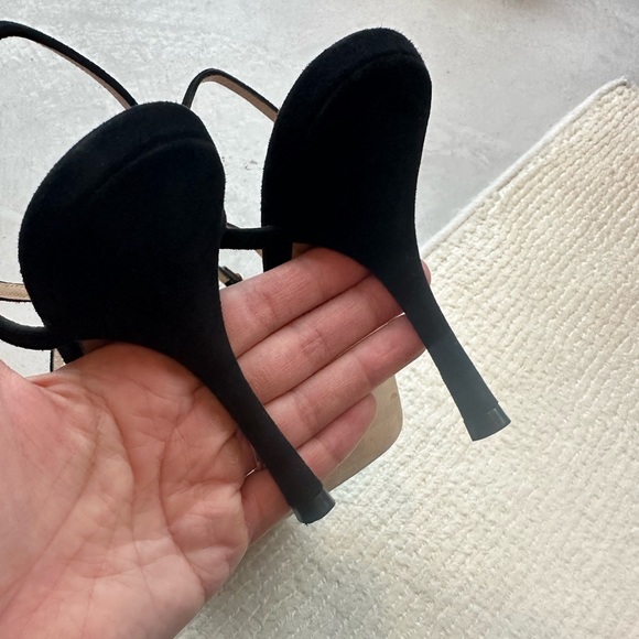 Stuart Weitzman Merinda Wrap Ankle Sandals in black suede - Picture 5 of 7